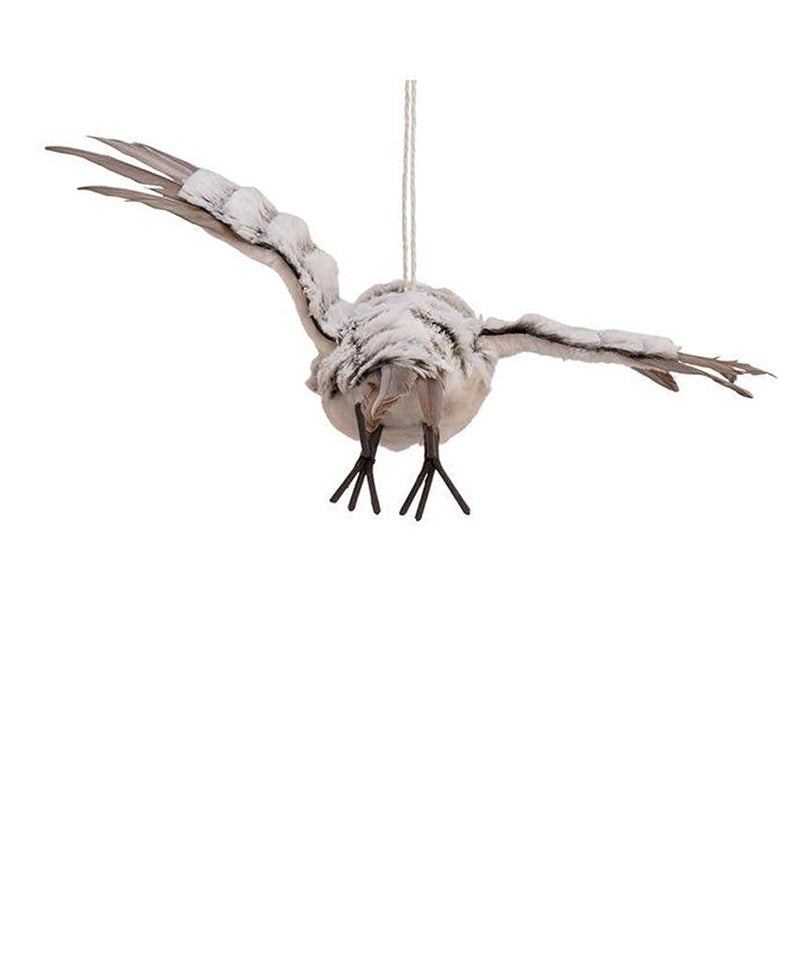 Kurt S. Adler Grey With White Fur Flying Owl Ornament,Christmas - Image 1